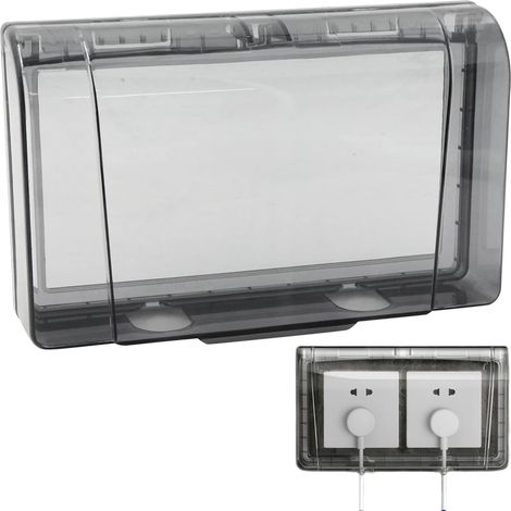 Couvercle Prise Courant Etanche Extérieures - 86 Murales éTanches Interrupteur à 2 Voies Anti PoussièRe Pour Salle De Bain, Maison, Extérieur, Noir Transparent, 20 X 12,4 X 4,5 Cm