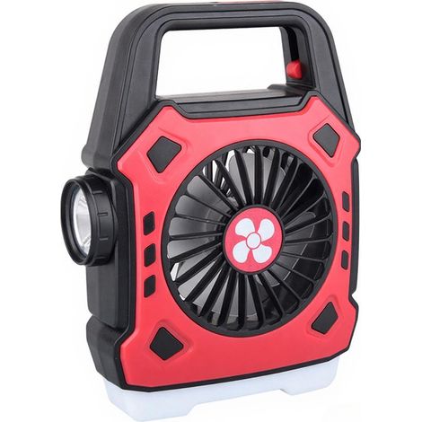 Multifunktionaler Campingventilator, tragbare Outdoor-Lampe, schnell aufladbare Handlampe, elektrischer Ventilator für Wandern und Angeln, USB-wiederaufladbarer Ventilator