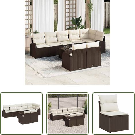 Poly-Rattan - Gartensofa-set Braun und Creme 55 x 55 x 37 cm Poly-Rattan (1/5)