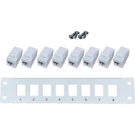 Cat6 Ethernet-Patchpanel mit 8 RJ45-Anschlüssen, Wand- und Rackmontage, Keystone-Modul für Netzwerkbuchse.