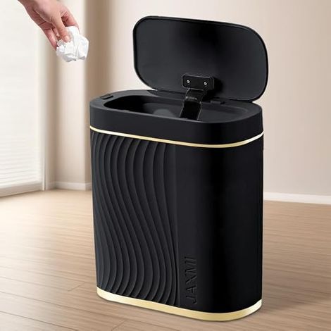 Bathroom Trash Can, Automatic Trash Can with Lid, Narrow Trash Can with Sensor, Suitable for Bathroom, Kitchen, Living Room, Bedroom (Black) (1/5)