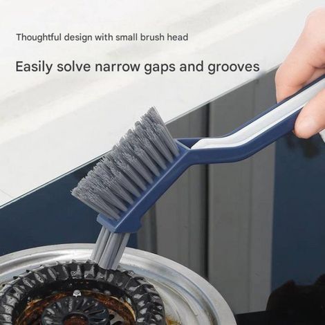 Brosse De Nettoyage Pour Joints Et Fentes, Poils En V Avec Pincette Intégrée, Manche Long, Cuisine/Salle De Bain, Bleu (1/4)