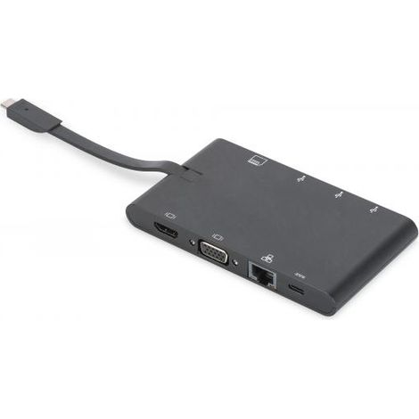 Digitus DA-70865 Docking Station 9 Porte con Connettore USB Tipo C, Nero (1/4)