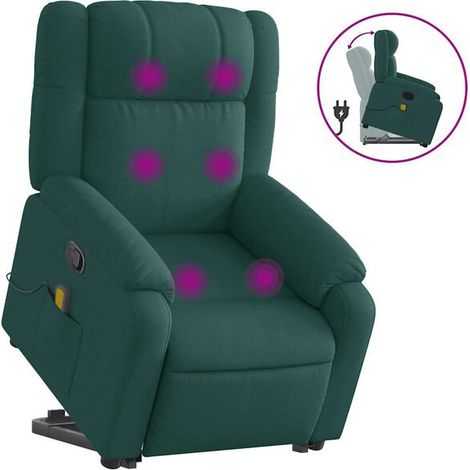 Fauteuil de massage inclinable en tissu vert foncé (1/5)