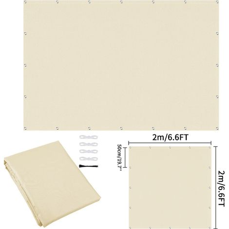 (Beige 200x200CM) Tissu d'ombrage imperméable avec perforations, adapté aux clôtures de jardin et aux pergolas, résistant aux UV. (1/5)