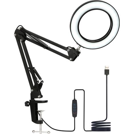 lampe de bureau-Tomshine Lampadaire Flexible Clip LED à Bras Articulé - 3 Modes de Couleurs & 10 Niveaux de Lumière - Éclairage de Bureau Dimmable pour Lecture, Travail, Étude (Kit avec 1 Lampe, 1 Cli