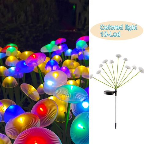 Lampe champignon méduse solaire, éclairage extérieur, lampadaire de jardin à poser au sol, idéale pour les jardins, les allées, etc. Lumière colorée (1/5)