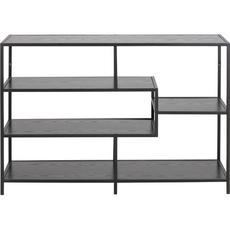 Consola industrial metal negro y madera negra L114 cm TRESCA
