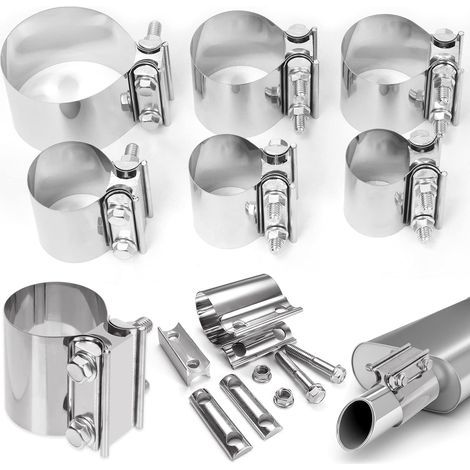 2pcs 2.25 "clip d'échappement en acier inoxydable, couvercle avec clip d'échappement tuyau pièces de réparation, raccords de manchon de clip d'échappement (1/5)