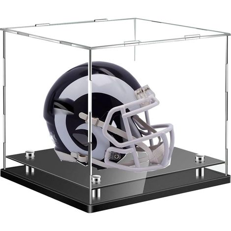 3MM Epaisse,Vitrine Acrylique, Vitrine Exposition Transparent, Casquette de Baseball Gants Casque de Football vitrine,Boîte d'affichage (Base en Plastique Noir, 38cm30cm32cm) (1/5)
