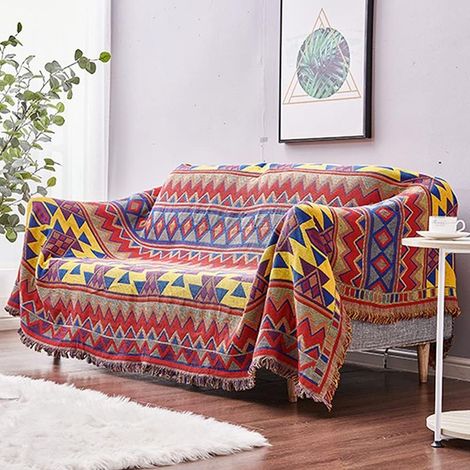 Couverture de canapé Jette de Canapé Jet de lit Couverture de lit Couverture de Chaise Couverture de Voyage Couverture décorative Housses de canapé avec Pompon Motif 130 cm 180 cm (1/5)