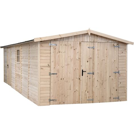 Garage en bois, ep 19mm, surface utile 14.15 m² INT032