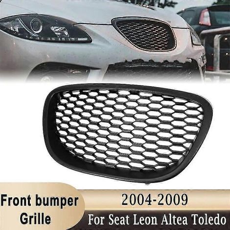 Frontstoßstangengrill in Wabenform, ohne Emblem, für Seat Leon MK2 1P, Altea, Toledo Mk3 (2004–2009), Teilenummer BPPPGR36 – Glänzend Schwarz