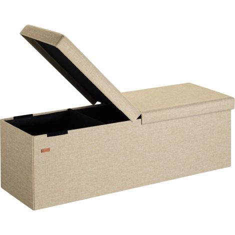 Banc beige 115x38x38cm avec couvercle à charnières