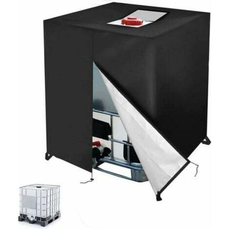 Bâche Réservoir d'eau IBC 1000 L Couverture Container Citerne Eau Pluie avec Fermeture éclair Coupe-Vent Anti-UV 420D Résistant à la Déchirure