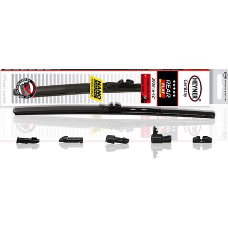 HEYNER® Heckwischerblatt REAR FLAT 12 Zoll / 300 mm mit Adapter Set
