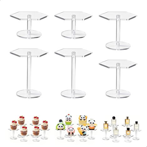 6 Pièces Rangement Parfum, Presentoir Parfum en Acrylique, Etagere Parfum En Forme de Losange, Support Figurine pour Bijoux, Cupcake Vernis à Ongles Épices Objets de Collection Bijoux(Transparent) (1/5)