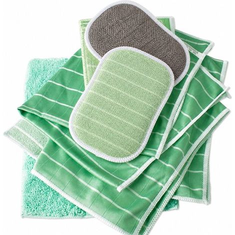 Lot de 6 chiffons en microfibre de bambou pour fenêtres, miroirs, carrelage, carrosserie, maison et salle de bain (1/5)