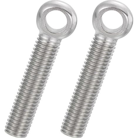 2 Pcs Boulon à Œil M12x60mm Boulon à Œillet de Levage pour Balancement d'Épaule, Vis Filetage Complet en Acier Inoxydable 304, Filetage Métrique Trou Coulissant, Couleur Argentée (1/5)