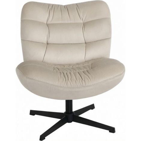 Sillón giratorio de chenilla crema con respaldo alto y asiento amplio (1/4)