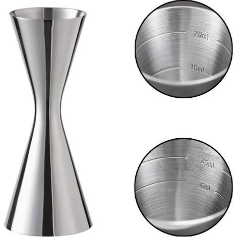 Verre doseur à cocktail en acier inoxydable 304, échelle intégrée, (30/60 ml)-AquaForge