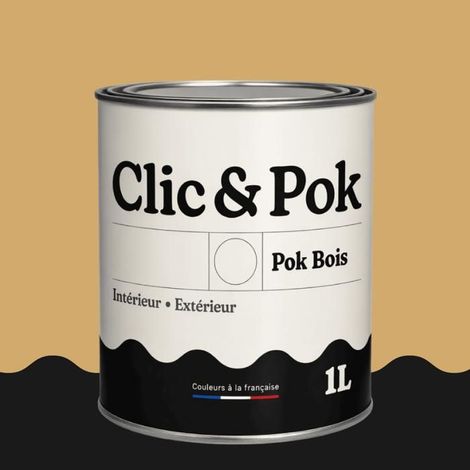 Peinture Bois Extérieur – POK BOIS - 1L - RAL 1002 - Jaune sable- Résistante aux intempéries - Ne s'écaille pas