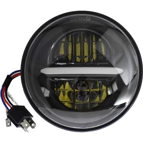 Retro-Motorrad-LED-Scheinwerfer, 5,75 Zoll, Schwarz