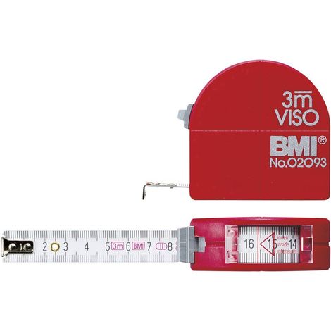 Mètre déroulant 3 m 405341010 – Acier 16 mm – Mesure intérieure et sphère – Système de verrouillage de la bande – BMI