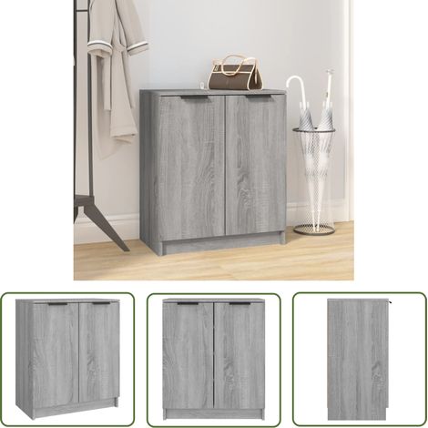The Living Store Schuhschrank Grau Sonoma 59x35x70 cm Holzwerkstoff - Schuhschrank - Holzwerkstoff Möbel - Garderobe - Einbauschrank - Regal (1/5)