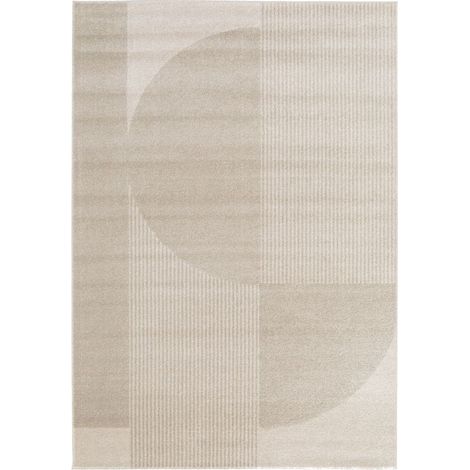 BOBOCHIC - Tapis poils ras IRENA motif abstrait 160x230 Beige