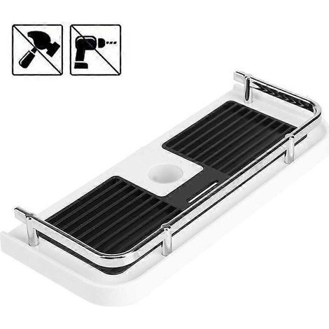 Étagère de douche en plastique, panier de support de douche, montage sans perçage. Convient pour tous les diamètres de 19 à 25 mm. (1/5)