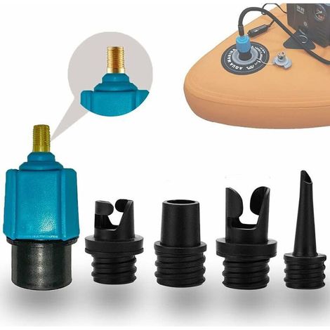 Adattatore per pompa da paddleboard – 4 ugelli universali (kayak, materassino gonfiabile, SUP, barca) – blu