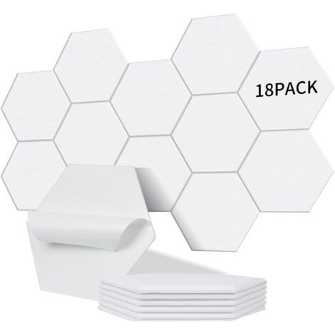 Lot de 18 panneaux acoustiques hexagonaux autocollants – Isolation phonique haute densité 230kg/m³ – NRC 0.95 – Dimensions 30x26x0,9 cm (1/5)