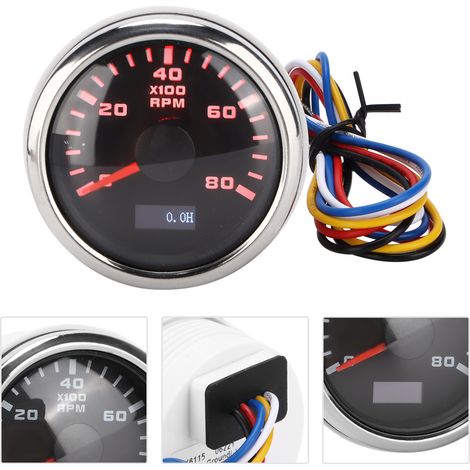 Tachymètre marin à aiguille de 52 mm, rétroéclairage rouge, universel pour moto, voiture, camion, bateau, moteur à essence 9-32 V (1/5)