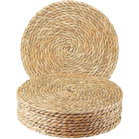 Ensemble de 10 sets de table ronds tissés, 30 cm, style bohème, en rotin, tissés à la main, pour la table à manger, la maison, les mariages (1/5)