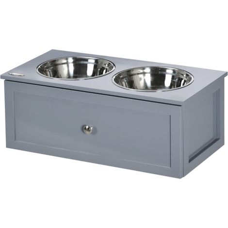Gamelle et écuelle pour chat-2L-Acier inoxydable-Tiroir-Taille moyenne-Gris-60x30x24cm (1/5)