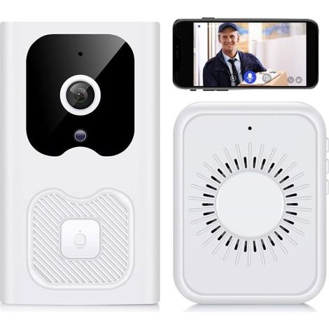 Sonnette vidéo WiFi sans fil – Vision nocturne 850nm – Autonomie prolongée – Installation simple collée ou perforée – Appels vidéo à distance (1/5)