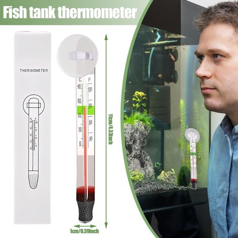 Thermomètre d'Aquarium en Verre avec Ventouse pour Réservoir de Poissons Tortues et Plantes Aquatiques