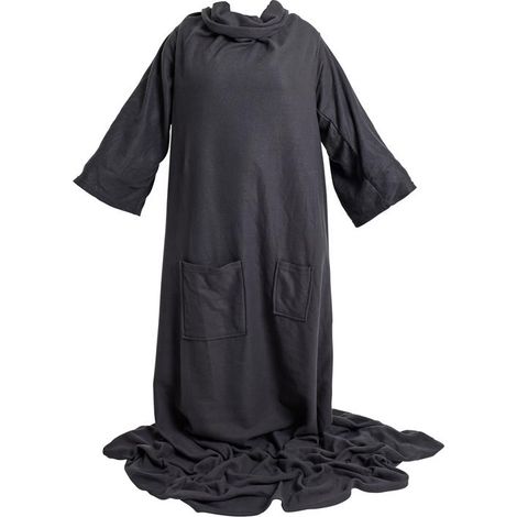 Ärmeldecke Kuscheldecke XXL TV-Decke Fleece Wohndecke und Fuß- + Handytasche Graphite