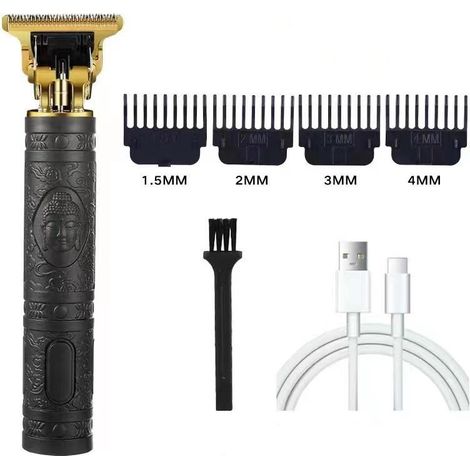 Tondeuse à cheveux électrique professionnelle style tête de Bouddha noir (ABS) (1/5)