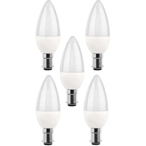 Pair Packung mit 5 5W LED B15-Lampen, entspricht einer 25W-Glühbirne, 270 lm, 3000K Tageslicht, C35 SBC B15 kleiner Bajonettsockel [Energieklasse A+]