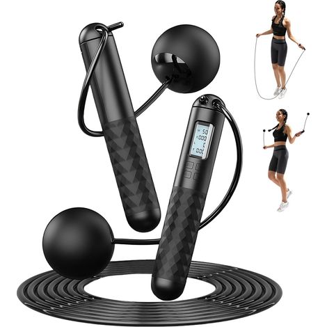 Smart Skipping Rope with Counter, Adjustable Wireless Skipping Rope, Jump Rope with Steel Ball Bearings and Non-Slip Handles, for Adults (1/5)