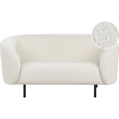 Sofá 2 plazas de poliéster negro blanco bouclé suave patas retro glamour Loen (1/5)