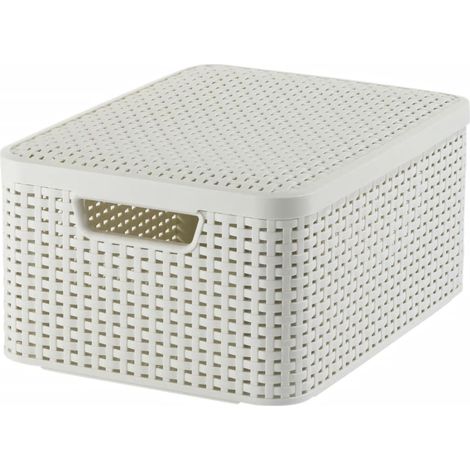 Curver Caja de almacenamiento con tapa Style M 18 L Blanco crema (1/4)