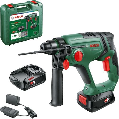 Marteau perforateur sans-fil UniversalHammer 18V (2x batteries 2,5 Ah système 18V perçage/marteau perforateur/burinage 2.0 J Impact Energy porte-outils SDS Plus dans un carton) (1/5)