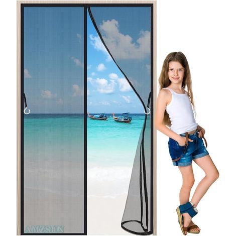 Moustiquaire Pour Porte Laterale 85x230cm Noir Moustiquaire à Fermeture Aimantée, Fermeture Automatique-Garde l'Air Frais à l'Intérieur et les Insectes à l'Extérieur (1/5)