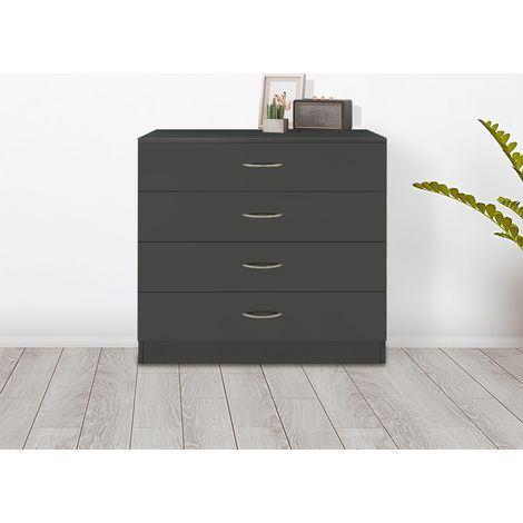 Chest of Drawers Modern Bedroom Furniture Hallway Wide Storage 4 Drawers Cabinet Grey (1/4)