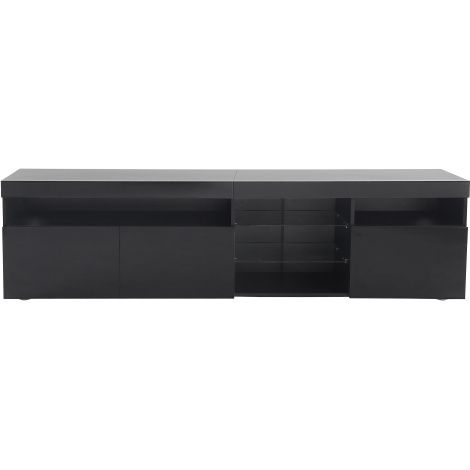 Meuble TV moderne noir 180 cm LED variable salon salle à manger
