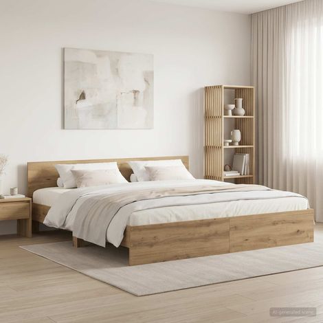 vidaXL Struttura letto con testata Rovere Artigianale 200 x 200 cm