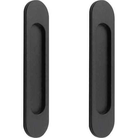 pair 2 pezzi maniglie ovali per porte scorrevoli autoadesive in lega di alluminio nero opaco senza foratura per porte scorrevoli, finestre di armadietti 148 cm